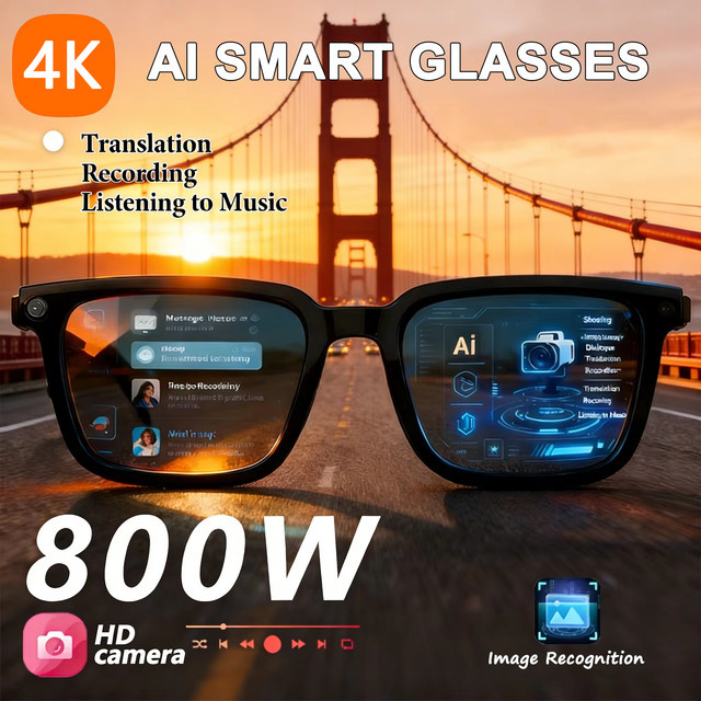 Xiaomi AI Smart Kamerabrille mit 4K-Auflösung, photochromatischer Elektrochrom-Linse und Bluetooth für Anrufe und Übersetzung in Schwarz - Bild 1