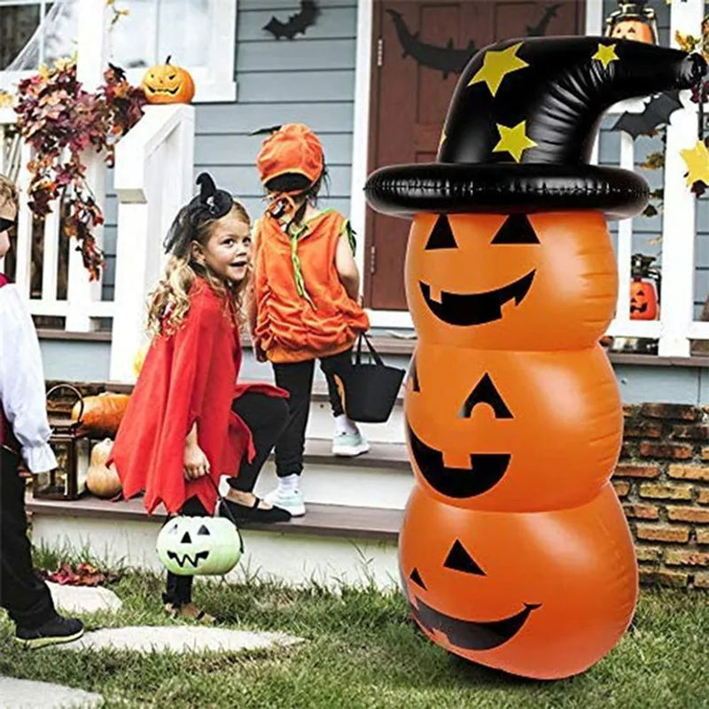 CosyHome Halloween Kürbis aufblasbare Dekoration aus Kunststoff in Orange und Schwarz - Bild 4