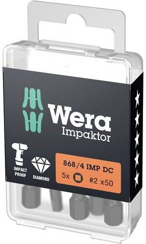 Wera Vierkant-Bit 2 F 6.3 in Schwarz, 5er-Set - Bild 1