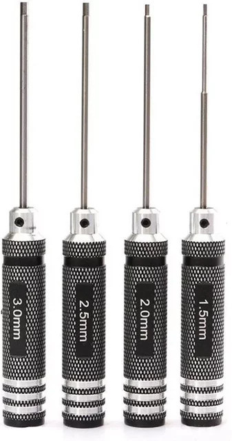 FATCOOL TiNi-Sechskantschlüssel Set in Schwarz, 4-teilig, 1,5 mm, 2 mm, 2,5 mm und 3,0 mm für RC-Hubschrauber - Bild 1