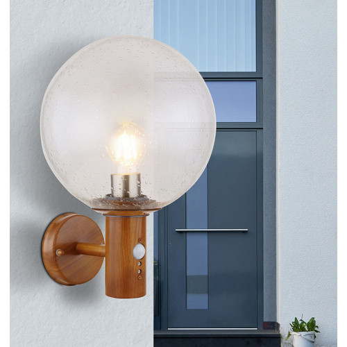 GLOBO LIGHTING Außenleuchte Ossy in Holzoptik mit Bewegungsmelder, Aluminiumdruckguss, braun, B: 25,0 cm, H: 37,0 cm, T: 25,0 cm - Bild 2