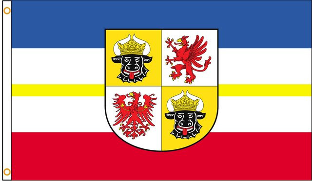 Mecklenburg Vorpommern MV Emblem Flagge aus Polyester als dekorativer Wandteppich, Mehrfarbig, Breite: 91,44 cm, Höhe: 152,4 cm - Bild 1