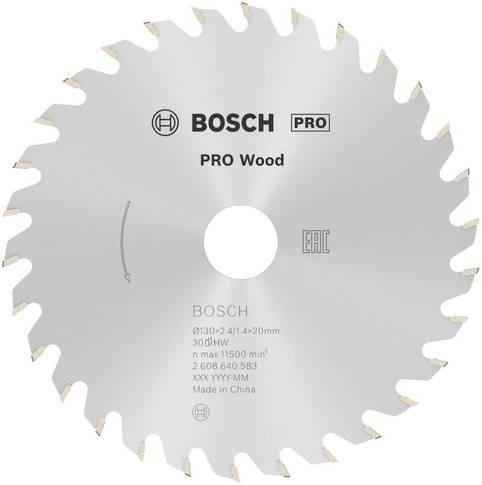 Bosch Optiline Wood Hartmetall Kreissägeblatt, Farbe: Silber, Durchmesser: 130 mm, Bohrung: 20/16 mm, Schnittdicke: 2,4 mm, 30 Zähne - Bild 2