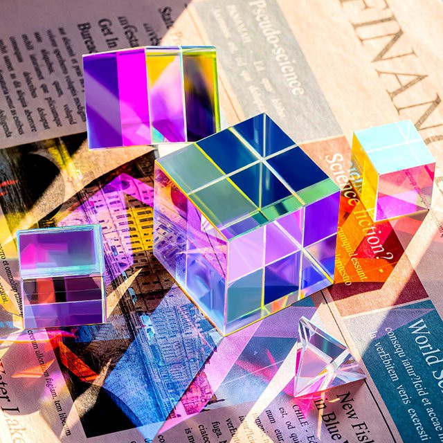 QIAO Mini K9 Kristall Prisma Würfel aus Glas in Transparent für RGB Dispersion, Physikunterricht und DIY-Handwerk - Bild 1