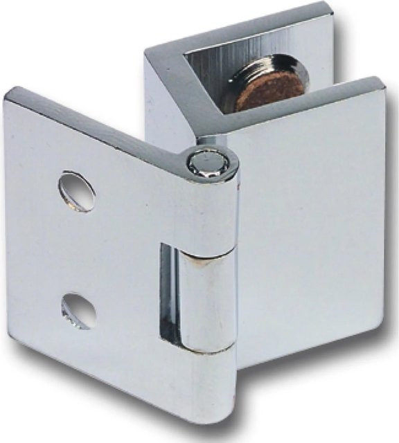 Fonsegrive Glastürscharnier H25/R5 für 4-6 mm Glas, Messing verchromt matt, 19 x 25 mm - Bild 1