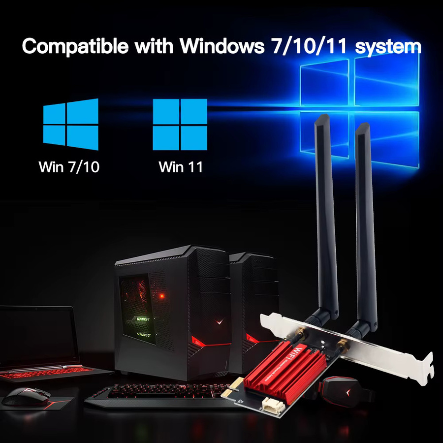 FENVI WiFi 5 PCIe WLAN Adapter mit Bluetooth 4.0, Dualband 2,4 GHz/5 GHz, 1200 Mbit/s, 802.11ac Netzwerkkarte für Desktop PC, Farbe: Rot - Bild 4