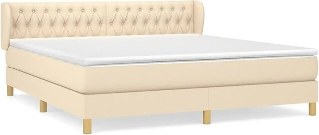 vidaXL Boxspringbett Hybrid mit Matratze und Taschenfederkern in Creme, B/T: 180 x 200 cm - Bild 1
