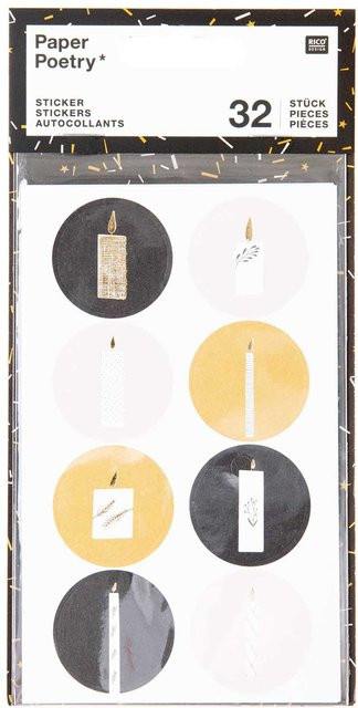 Rico Design Paper Poetry Sticker Nostalgic Christmas schwarz, 32 Stück - Bild 1