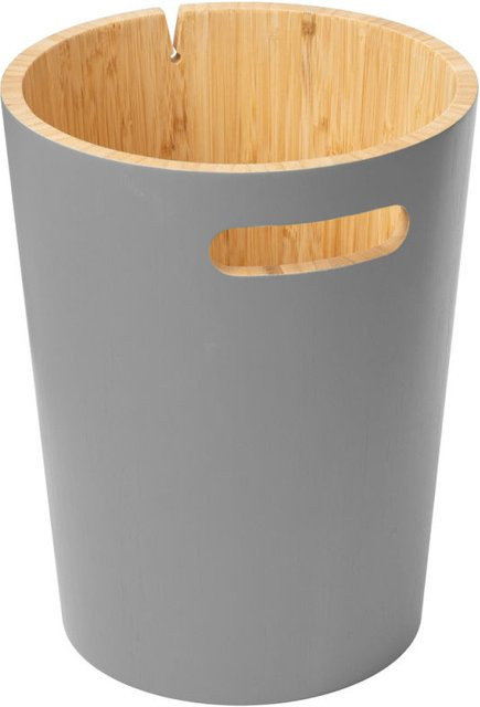 Papierkorb Koby von GRANA HOME aus 100% Bambus in Grau, Durchmesser: 23,5 cm, Höhe: 30 cm - Bild 1