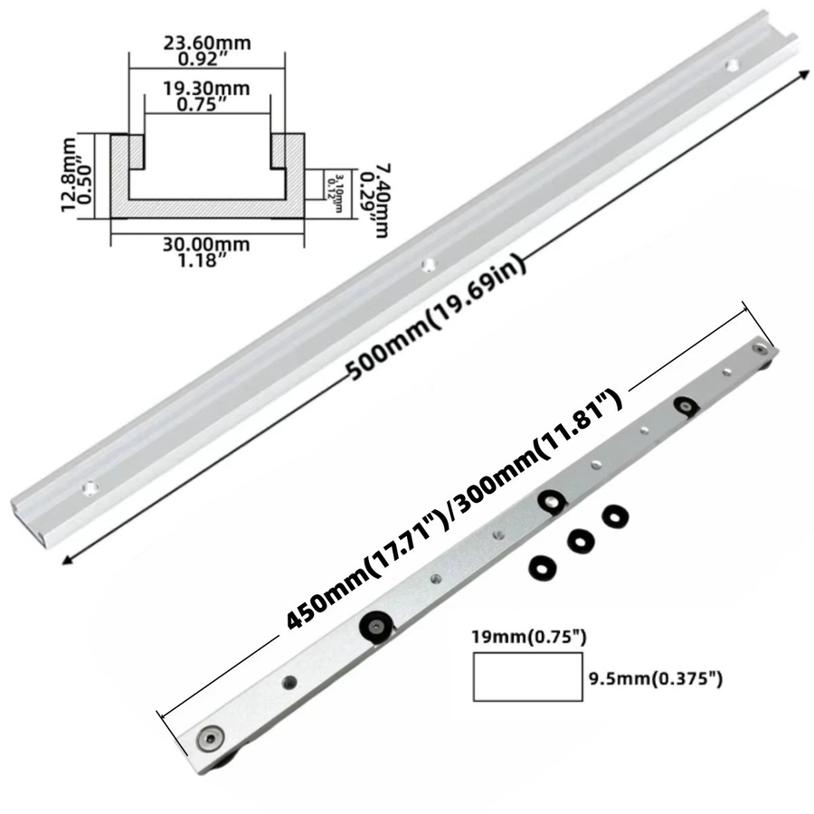 FNICEL T-Schienen Set aus Aluminiumlegierung für Tischkreissäge und Werkbank, silbern - Bild 2