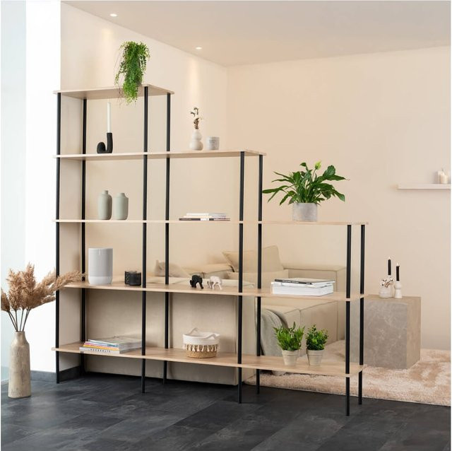 HOME DELUXE Regal INDU in Dark Oak, modernes Standregal aus Holz, B/T/H: 140 x 35 x 196 cm - Bild 1