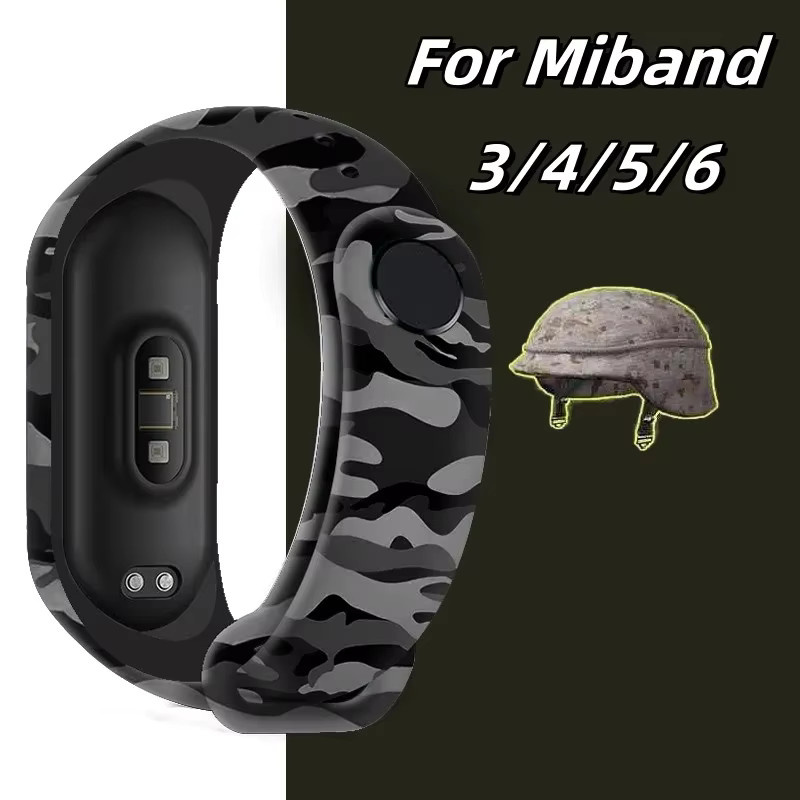 TINUORA Uhrenarmband Silikon, Camouflage, Schwarz, Unisex, Xiaomi Mi Band 6 5 4 3 - Bild 3