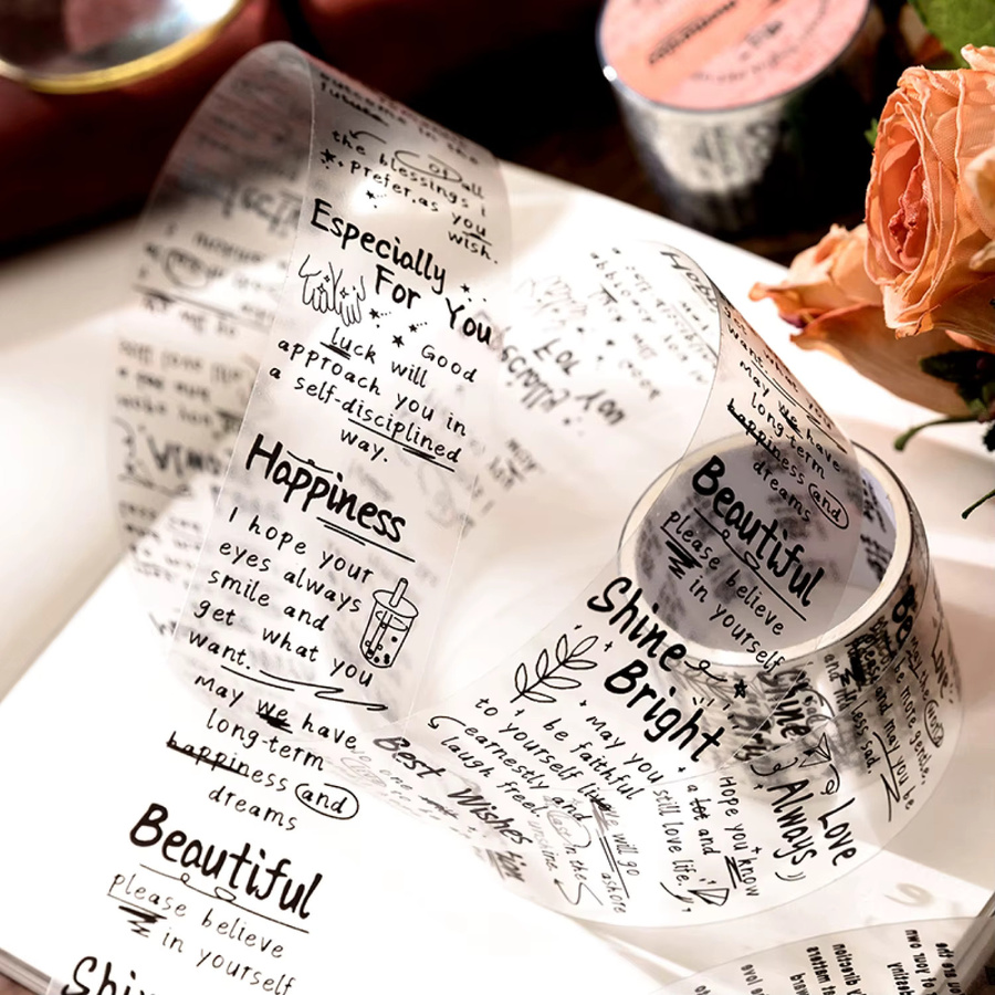 Morning Rain Journal-Sticker im Retro-Stil mit englischen Buchstaben und künstlerischen Textmotiven - Bild 4