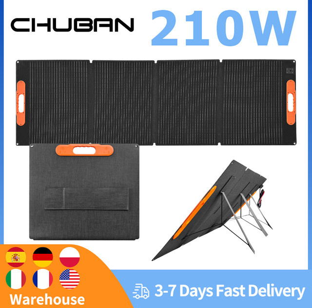 CHUBAN Flexibles Solarpanel 210 W, Monokristallines Silizium, Wasserdicht IP68, Schwarz - Bild 1