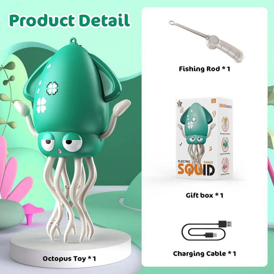 Linyi toy Oktopus Tintenfisch elektrisch grün ab 3 Jahren - Bild 2