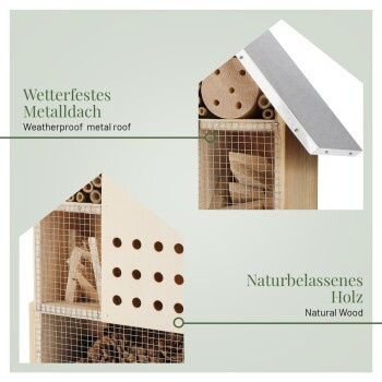 WILDLIFE HOME Insektenhotel XXL mit Metalldach aus Holz und Metall - Bild 3
