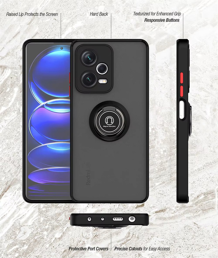 Magnetische Schutzhülle für Xiaomi Redmi Note 12 11 10 9 8 Pro mit Ringhalter in Schwarz und Blau - Bild 6
