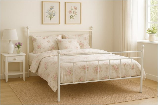 Metallbett Rubi von möbel direkt online in Cremeweiß, B/T/H: 90 x 200 x 239 cm - Bild 1