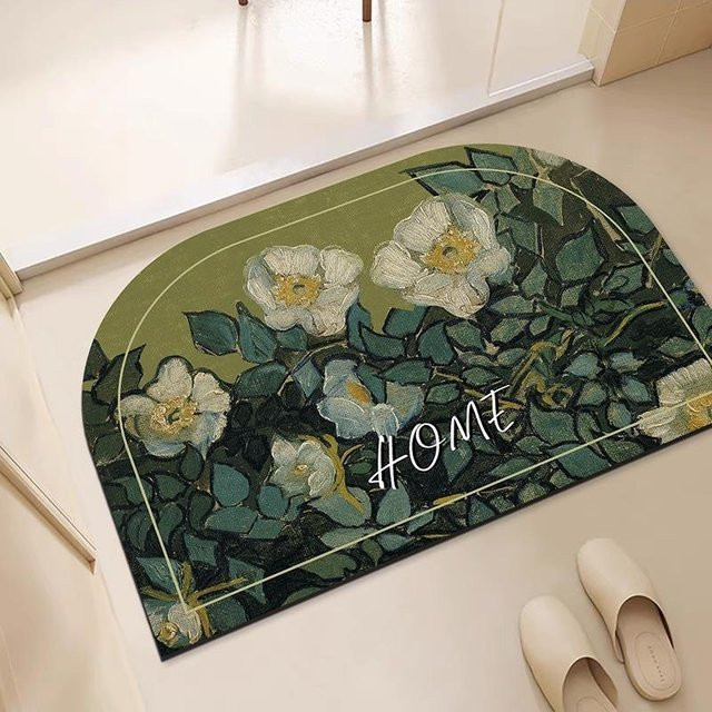Yiran Furniture Kieselgur Bodenmatte für das Badezimmer, schnelltrocknend und rutschfest, floral, B/T: 80 x 50 cm - Bild 1