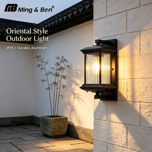 MING&BEN Moderne LED Außenwandleuchte aus Aluminium in Schwarz mit transparentem Glas für Garten und Balkon - Bild 1