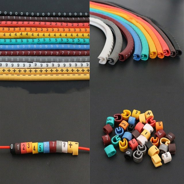Kabelmarkierer EC-0 EC-1 Set mit 500 farbigen Markierungsnummern 0 bis 9 aus PVC für 2,5 mm² Isolierung - Bild 1