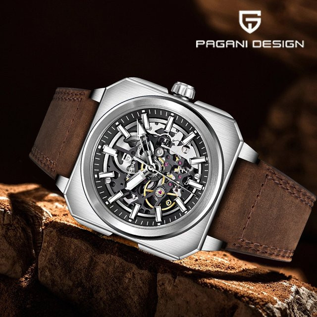 Pagani Design Armbanduhr Automatik, Edelstahl, Saphirglas, Herren, Schwarz - Bild 1