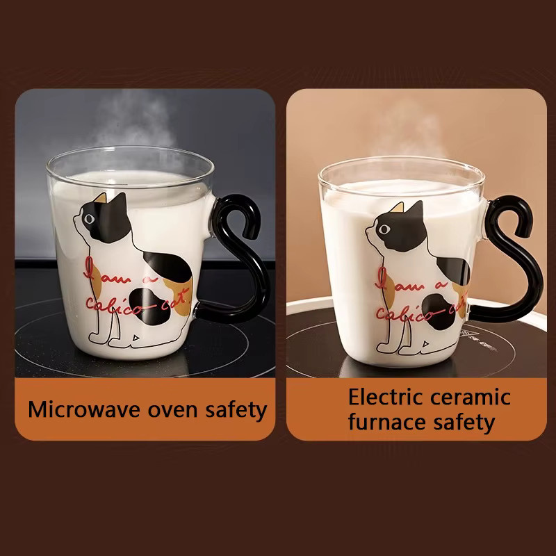 YWDL Tierförmige Glastasse mit Griff, transparente Kaffeetasse für Cappuccino und Latte, 250 ml - Bild 2