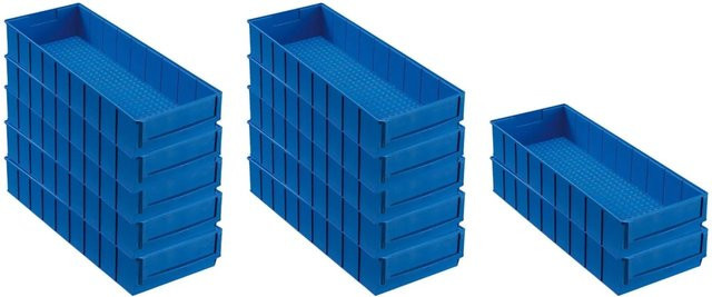 PROREGAL Set aus 12 blauen Industrieboxen 500 B Sortimentskästen aus Kunststoff, H x B x T: 8,1 x 18,3 x 50 cm - Bild 1