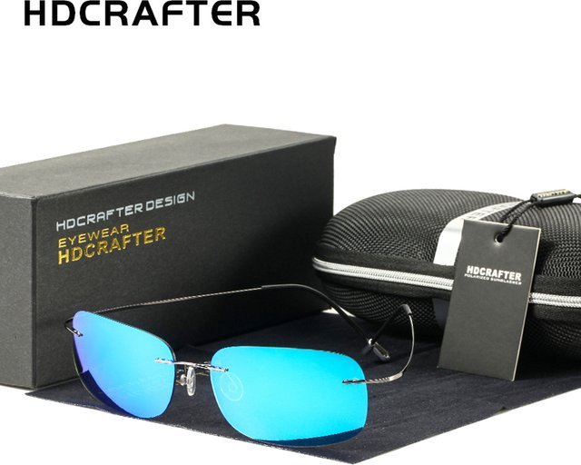 HDCRAFTER Sonnenbrille, randlos, Titan, rectangular, polarisiert, Herren - Bild 1