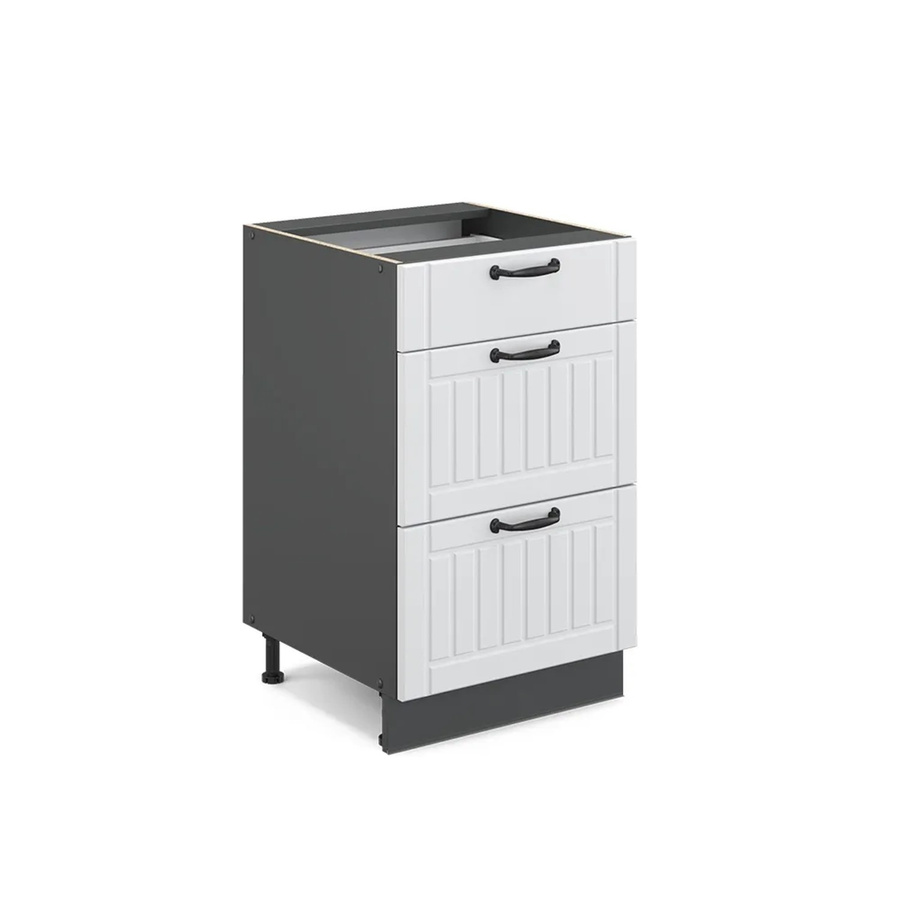 Vicco Küchenunterschrank Fame-Line Landhaus Weiß Anthrazit ohne Arbeitsplatte Breite: 50 cm - Bild 2