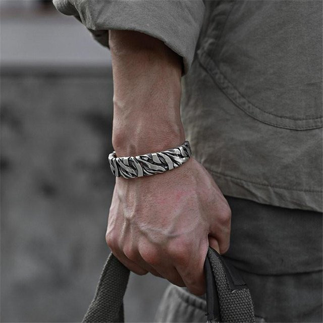 Fashion Maker 2 Herrenarmband, Legierung, Silber, C-förmig geflochten - Bild 1