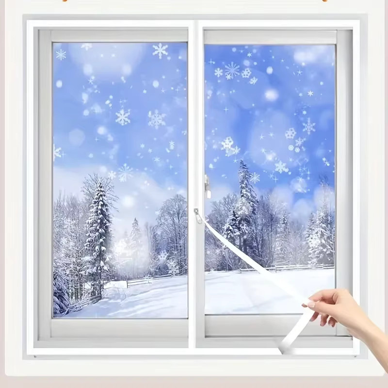 DNGT Fenster-Isolierfolie aus transparentem EVA mit Reißverschluss und Windschutz für Stangenfenster - Bild 1