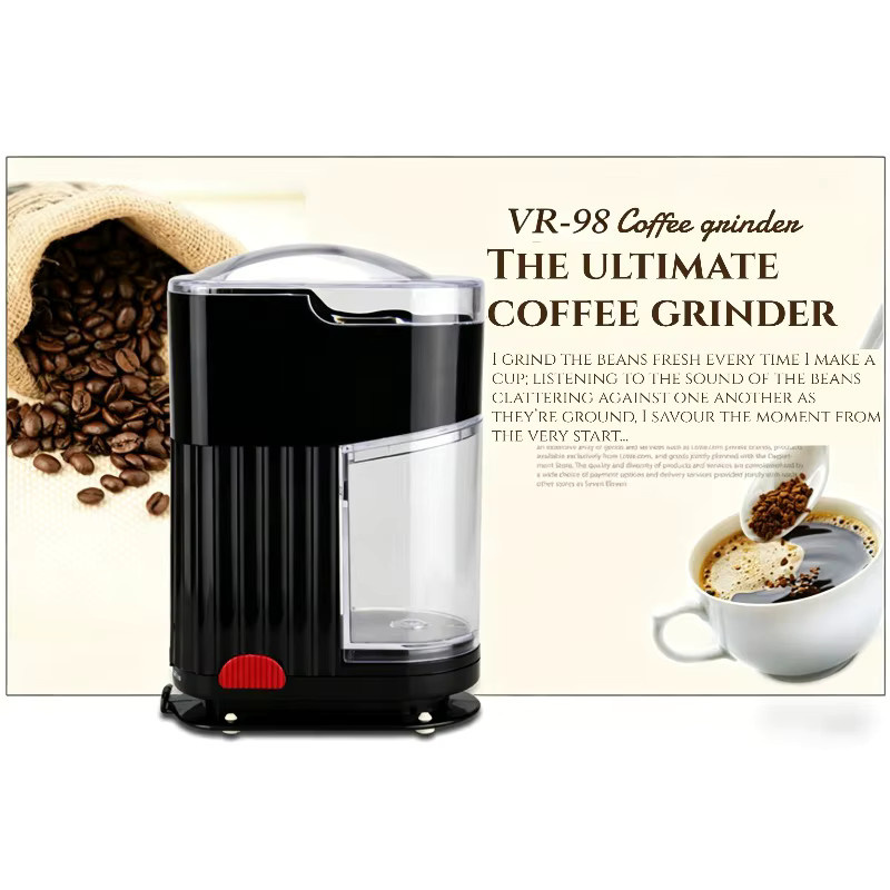 Enerburg Elektrische Edelstahl-Kaffeemühle in Schwarz und Silber mit einstellbarem Mahlgrad für Bohnen, Kräuter, Erdnüsse und Getreide, 110V - Bild 2