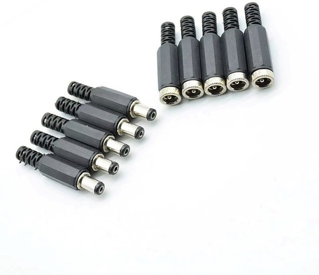 10er Set DC Power Jack Stecker und Buchsen Adapter Set in Schwarz für DIY Projekte, 5,5 x 2,1 mm - Bild 1
