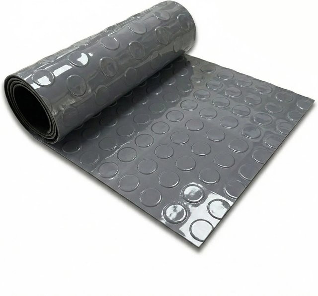 Floordirekt PVC-Bodenbelag Coin Mirror Flachnoppen Rutschfest Dunkelgrau Breite: 110 cm, Länge: 900 cm - Bild 1