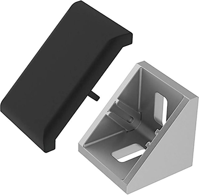 Fath Eckwinkel Item System Nut 6 Set mit Abdeckkappe, Zinkdruckguss, Farbe: Schwarz, B/T/H: 3,0 x 3,0 x 0,3 cm - Bild 1