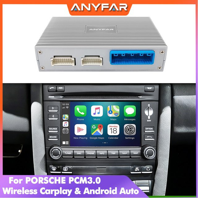 EzoneTronics Kabelloses CarPlay und Android Auto Nachrüstkit Decoder-Box für Porsche PCM3.0 Cayenne Cayman Boxster Panamera - Bild 1