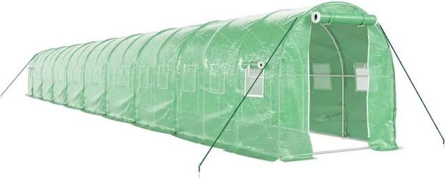 vidaXL Gewächshaus mit Stahlrahmen und Polycarbonat in Grün, B/T/H: 18 x 2 x 2 m - Bild 1