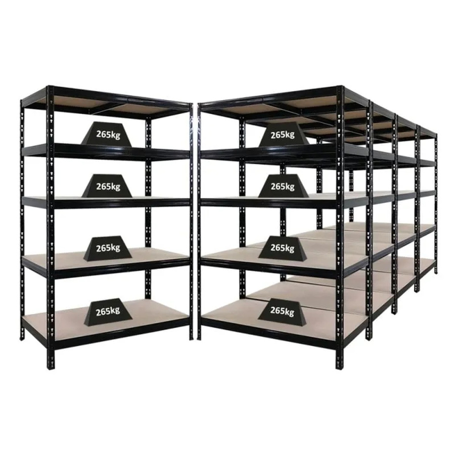 PROREGAL Tiger Schwerlastregal Set aus 5 Einheiten, Schwarz, H x B x T: 180 x 120 x 60 cm, Fachlast 265 kg, mit verstellbaren Regalböden - Bild 2