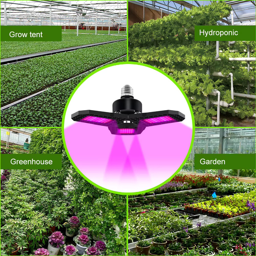 Faltbare 200 W LED-Vollspektrum-Wachstumslampe mit E27-Sockel in Schwarz für Pflanzen, Gemüse und Blumen im Innenbereich - Bild 6