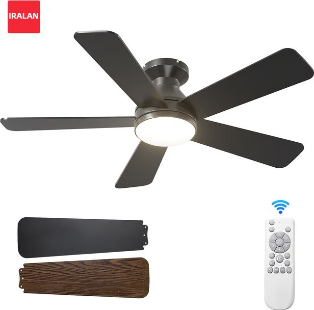 IRALAN LED-Deckenleuchte mit Ventilator in Weiß, stufenlos dimmbar mit Fernbedienung und 6-stufiger Windregulierung für Schlafzimmer und Wohnzimmer - Bild 1