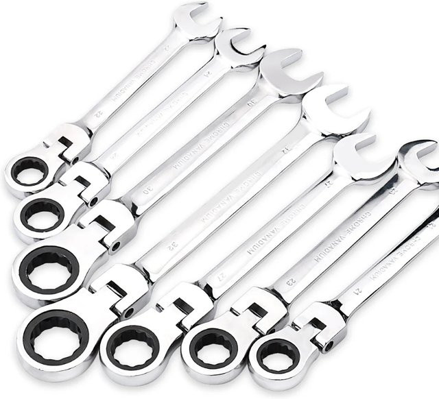 PMMJ Ratschenschlüssel mit 72 Zähnen und Doppelkopf, 180 Grad Rotation, professionelles Werkzeug für effiziente Wartung, 12,0 cm - Bild 1