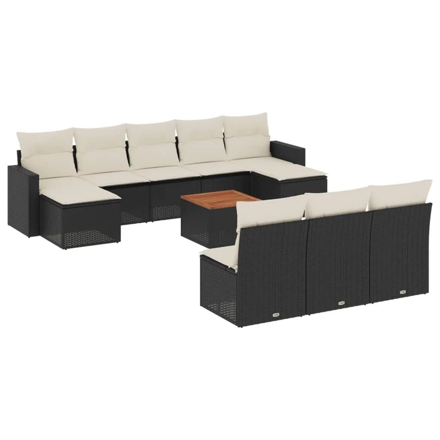 vidaXL 11-teilige Garten-Sofagarnitur aus Polyrattan in Schwarz mit Kissen und UV-beständigen Polstern - Bild 2