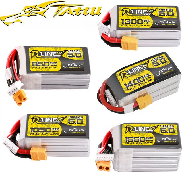 Tattu R-Line 5.0 V5 LiPo Batterie für FPV Racing Drohnen mit 850 mAh und XT30 oder XT60 Stecker - Bild 1