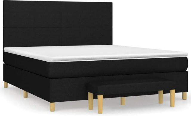 vidaXL Boxspringbett Hybrid mit Matratze und Kopfteil, Schwarz, B/T/H: 180 x 200 x 128 cm - Bild 1
