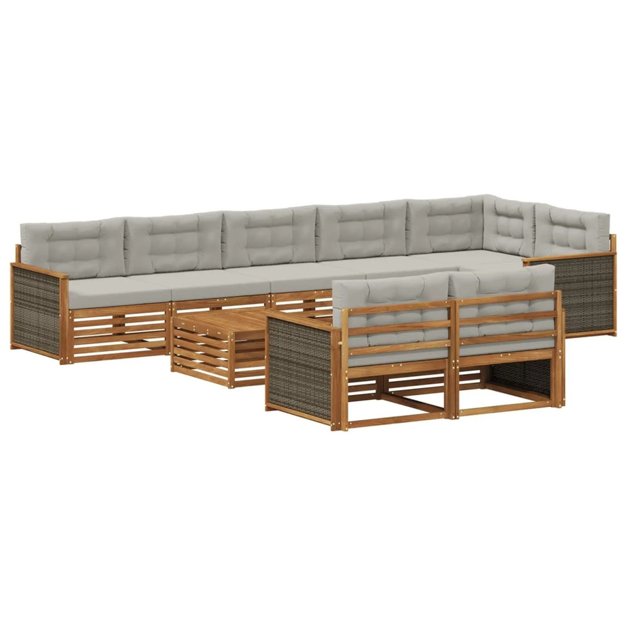 vidaXL Outdoor-Sofagarnitur aus Akazienholz mit 9 Kissen in modernem Design - Bild 2