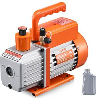 VEVOR Vakuumpumpe für HVAC und Auto-Klimaanlagen, Einstufige Drehschieber-Vakuumpumpe mit 113 L/min (4 CFM), Kit für R134a R22 R410a Systeme und Harzentgasung, Orange - Bild 1