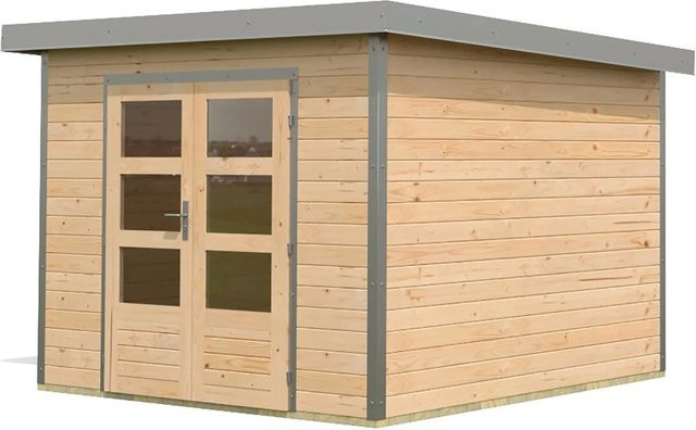 Karibu Gartenhaus Domingo A in Grau und Naturbelassen, B/T/H: 218,5 x 270 x 270 cm - Bild 1