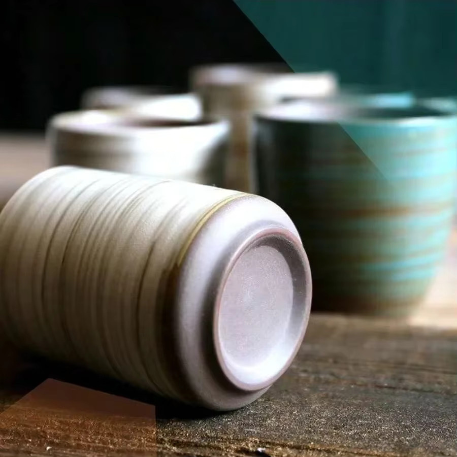 Handbemalte Steinzeugtasse mit Crackle-Glasur im Vintage-Stil, Keramiktasse für Kaffee und Tee, spülmaschinenfest - Bild 2