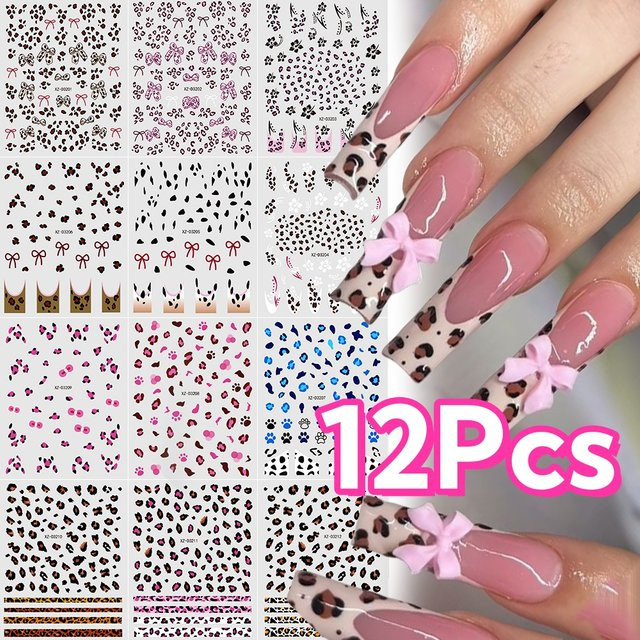 MingLee Nagelaufkleber, Schwarz Rosa, Glänzend, 12 Stück - Bild 1